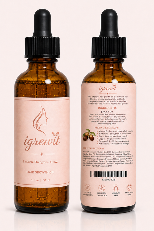 iGrewiT Hair Growth Oil bottles — front and back